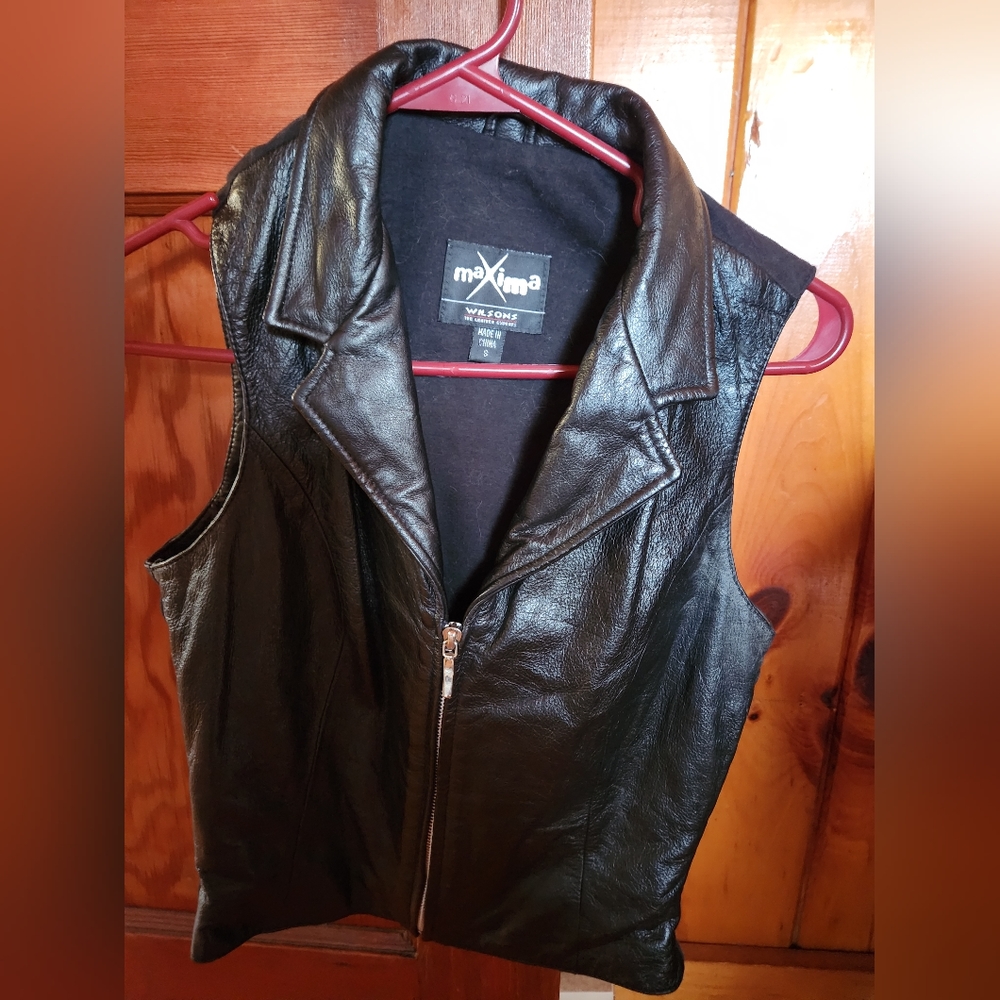 Zip up leather vest